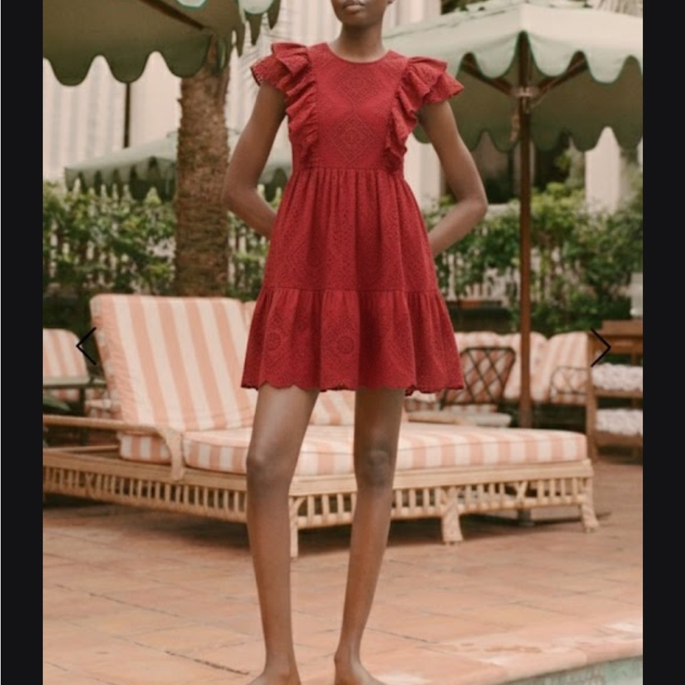 Sea New York red cotton eyelet Dress